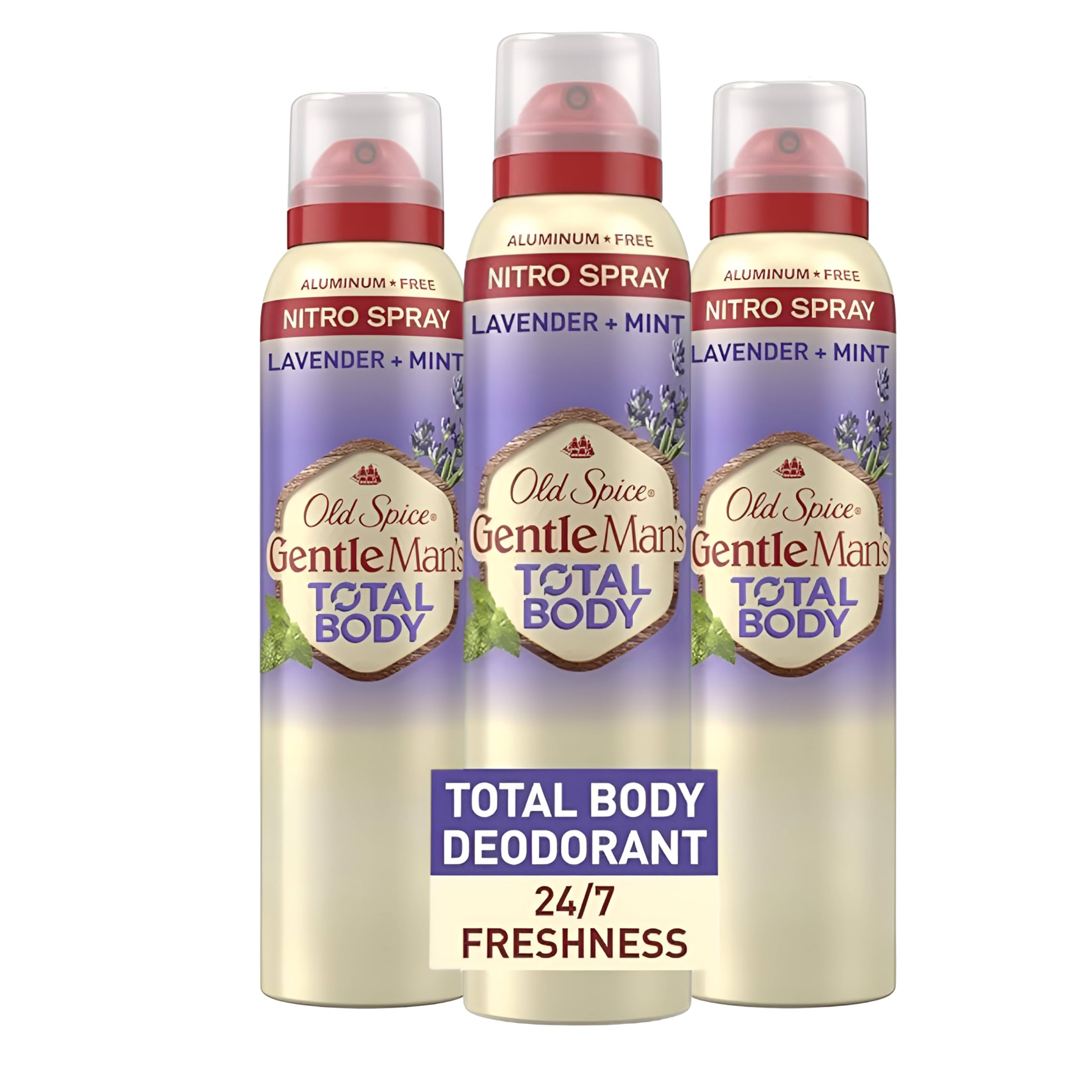 Old Spice Déodorant Corps Total Lavande Menthe, spray rapide et frais toute la journée