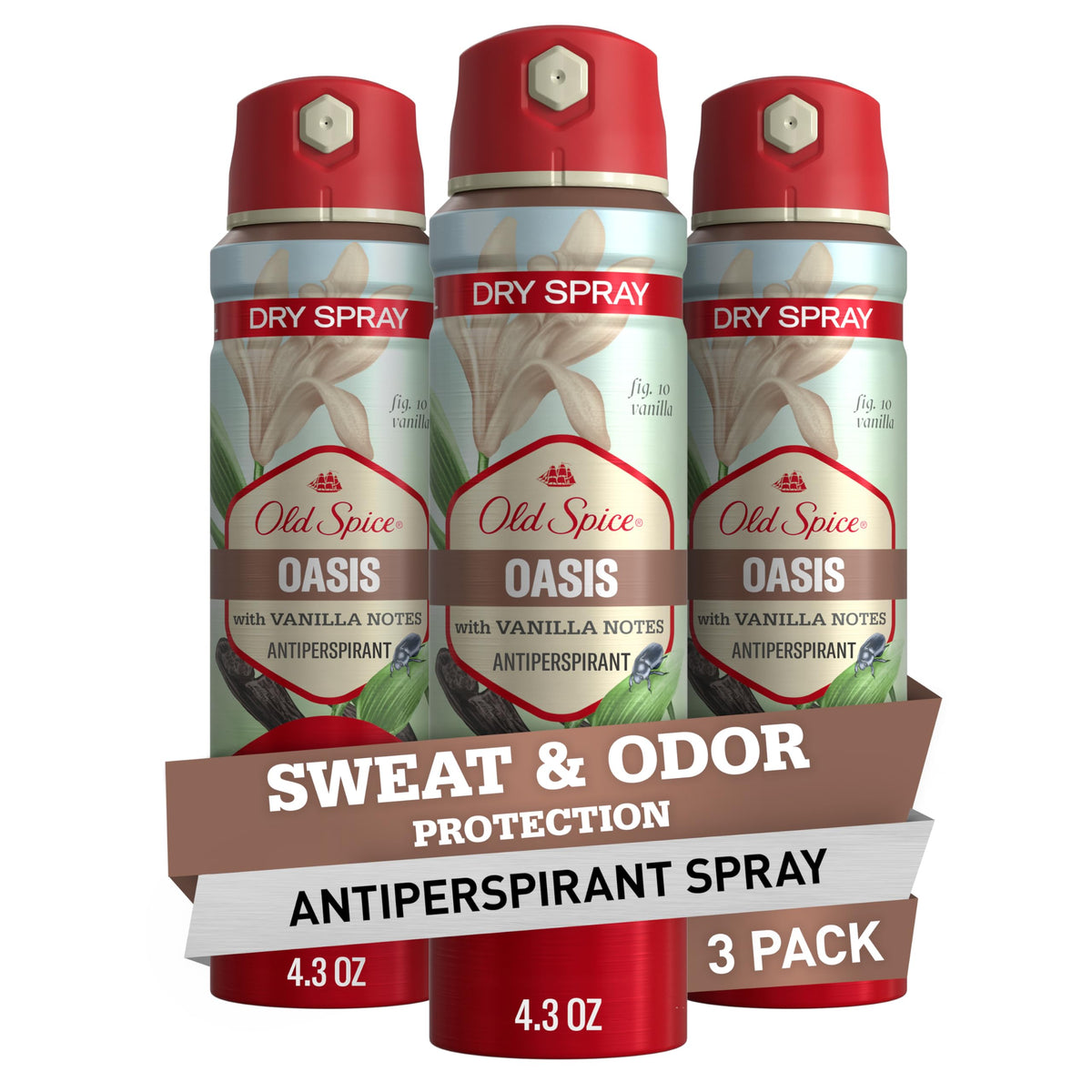 Flacon Old Spice Dry Spray: fraîcheur durable toute la journée.