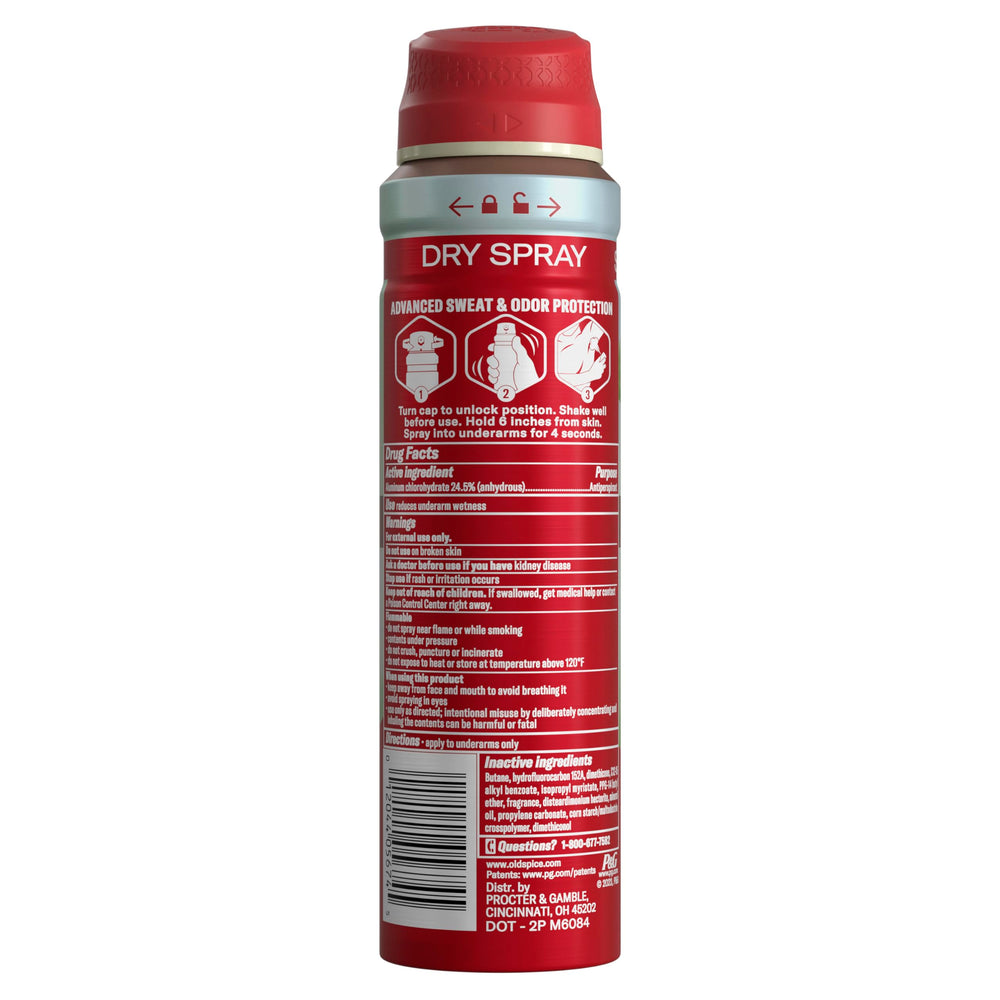 Confort peau avec la formule douce d’Old Spice Dry Spray.