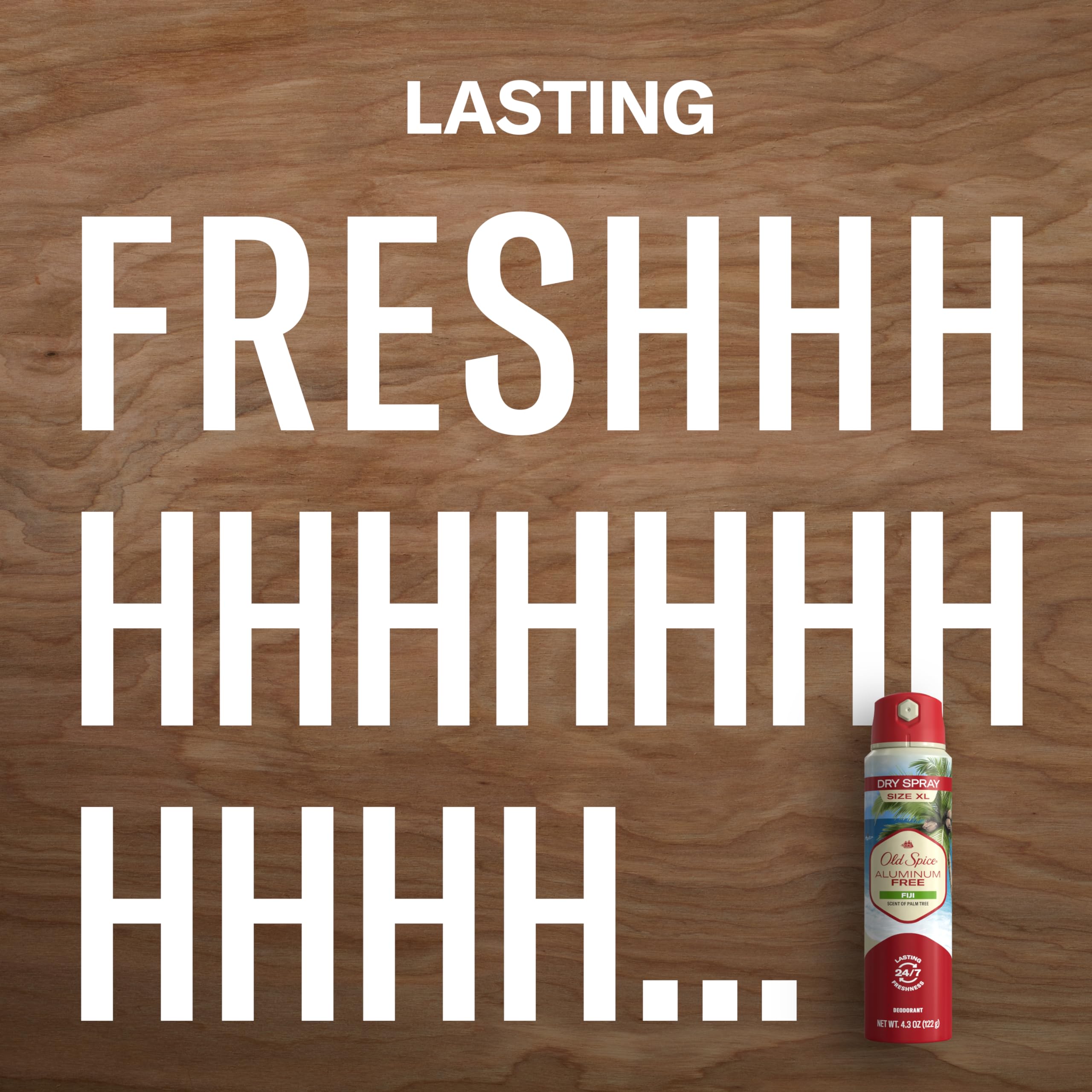 Old Spice Fiji Dry Spray — protection anti-odeur 24/7 sans aluminium.
