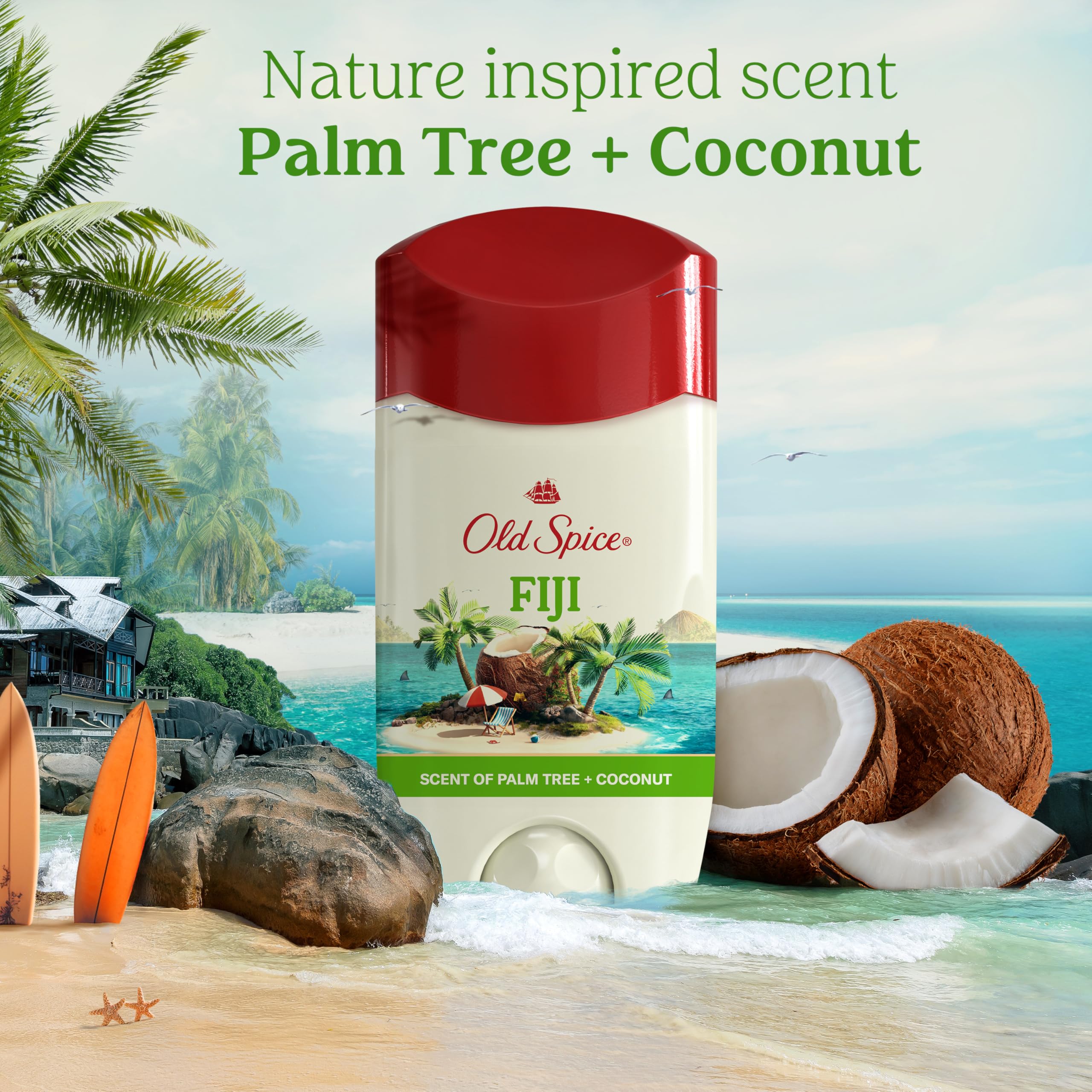 Old Spice Fiji, design d'emballage frais et moderne.