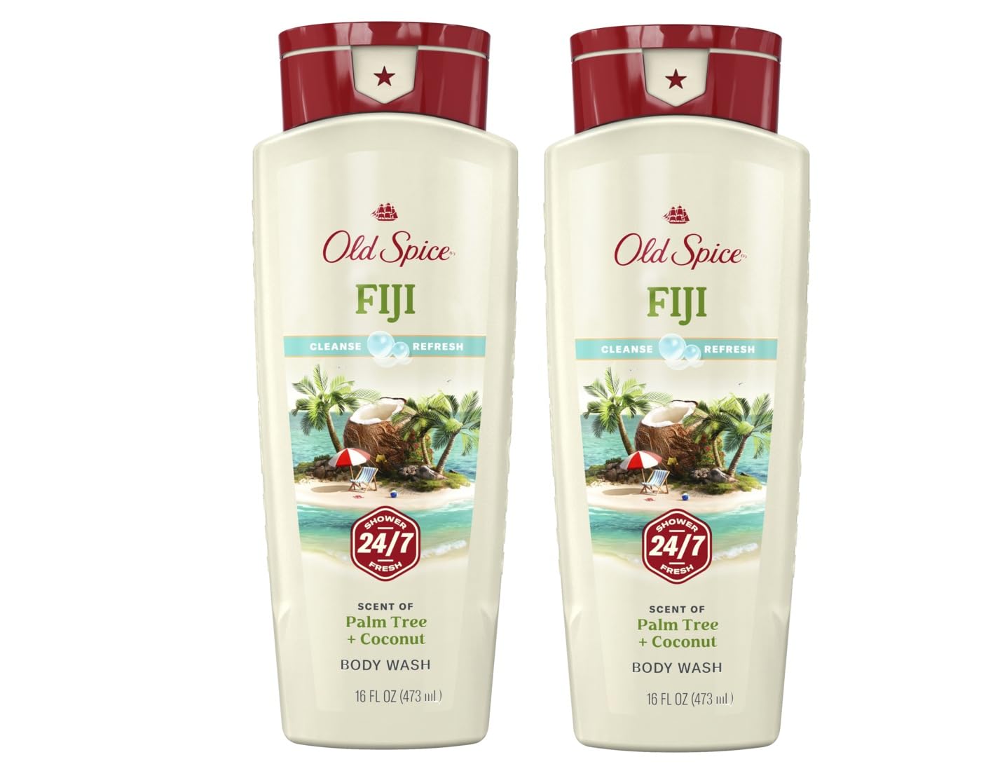 Old Spice Fresher Fiji: bouteille parfum coco et bois tropical pour une fraîcheur durable