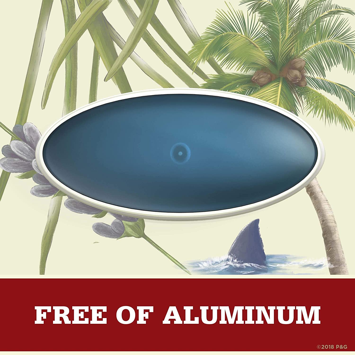 Ambiance tropicale Fiji avec palmiers sur le design du packaging Old Spice.