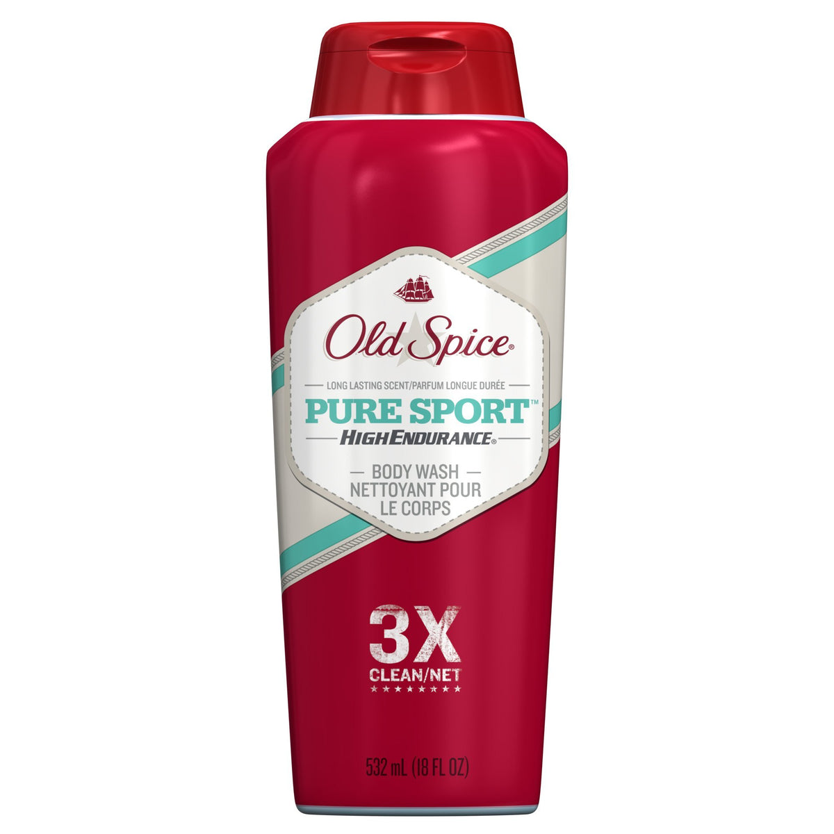 Bouteille Old Spice High Endurance Gel Douche Sport Pur, fraîcheur durable et utilisation quotidienne