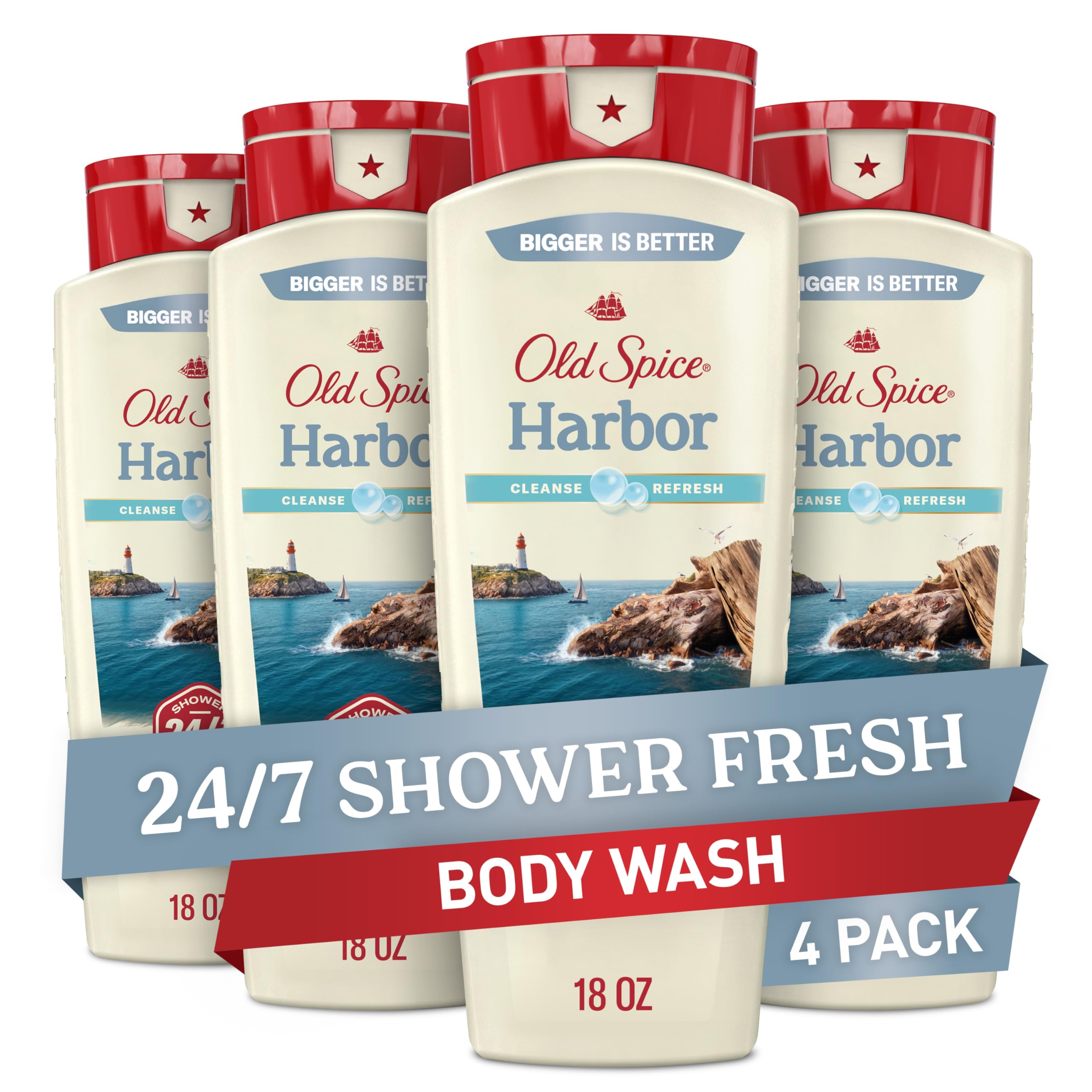 Old Spice bord-de-mer pack4 bouteilles, rafraîchissement durable après la douche