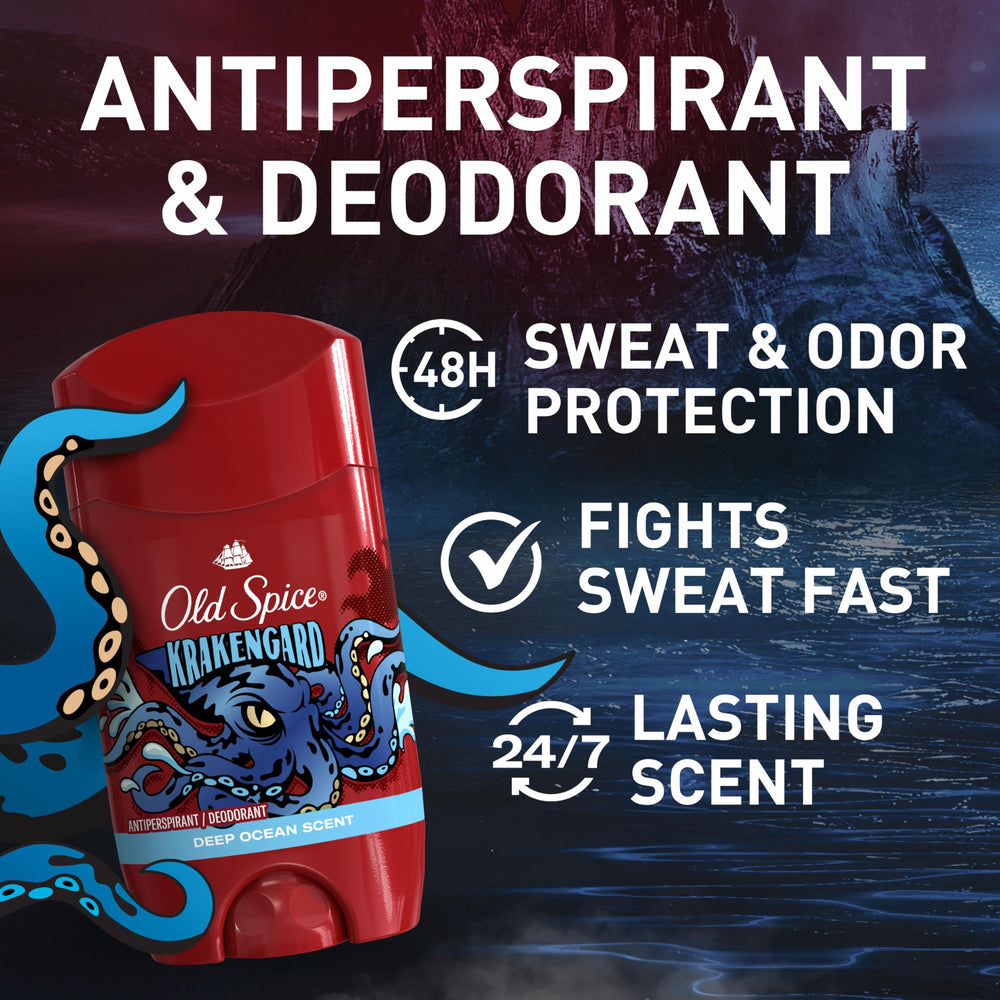 Old Spice Krakengard application transparente sans traces sur la peau.
