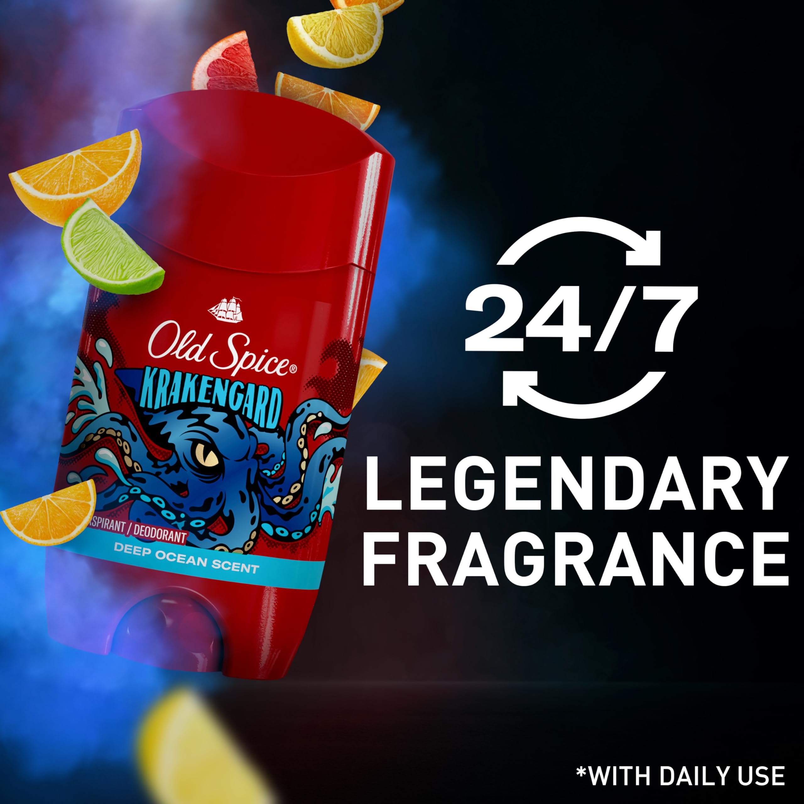 Old Spice Krakengard parfum longue durée avec senteur océan profond.