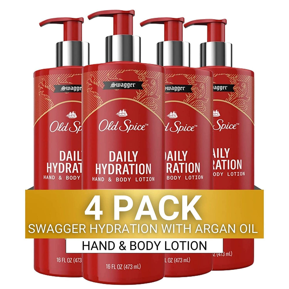 Old Spice lotion mains et corps, bouteille de 473 ml, hydratation durable.