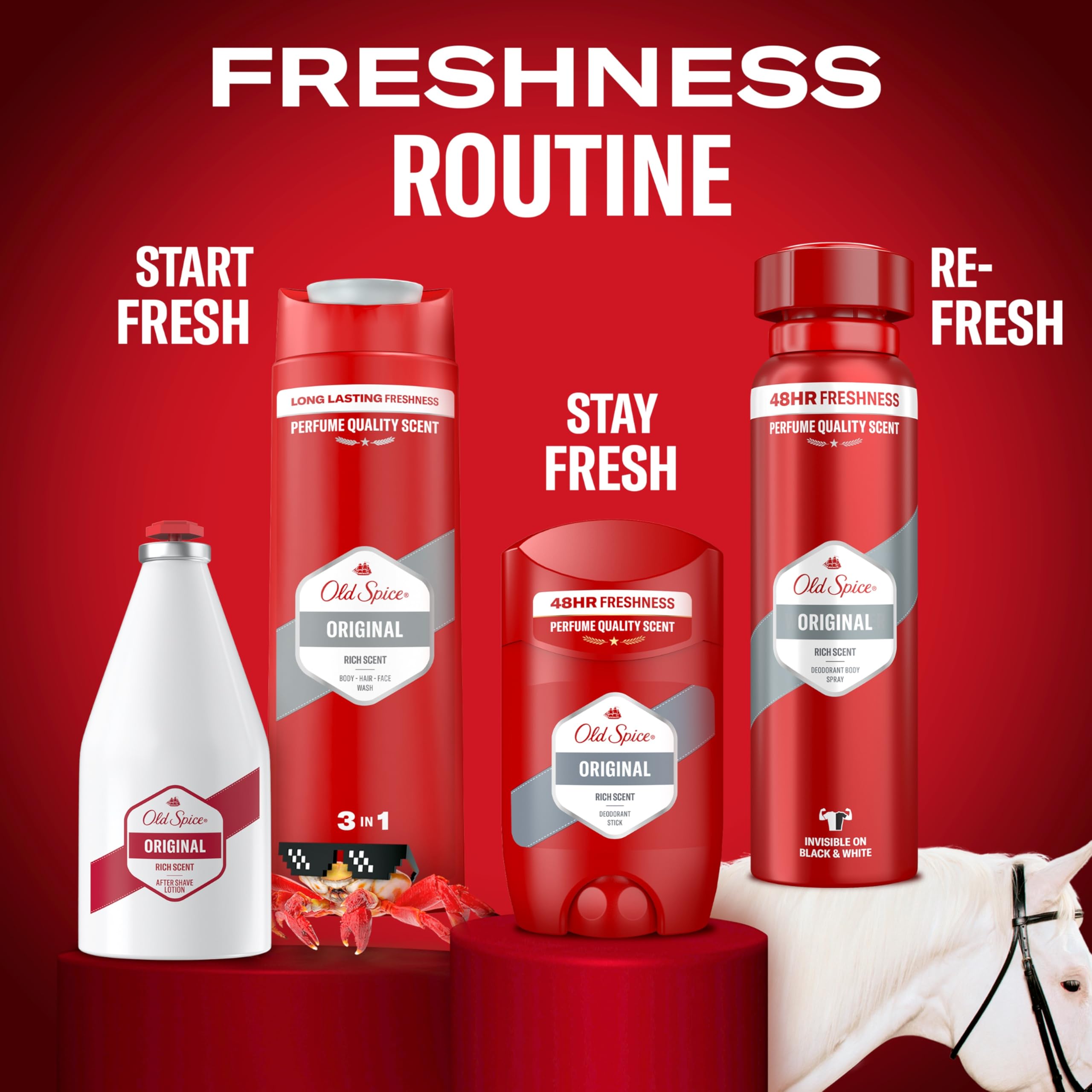 Lotion Old Spice Original apaise et stimule légèrement la peau après rasage.