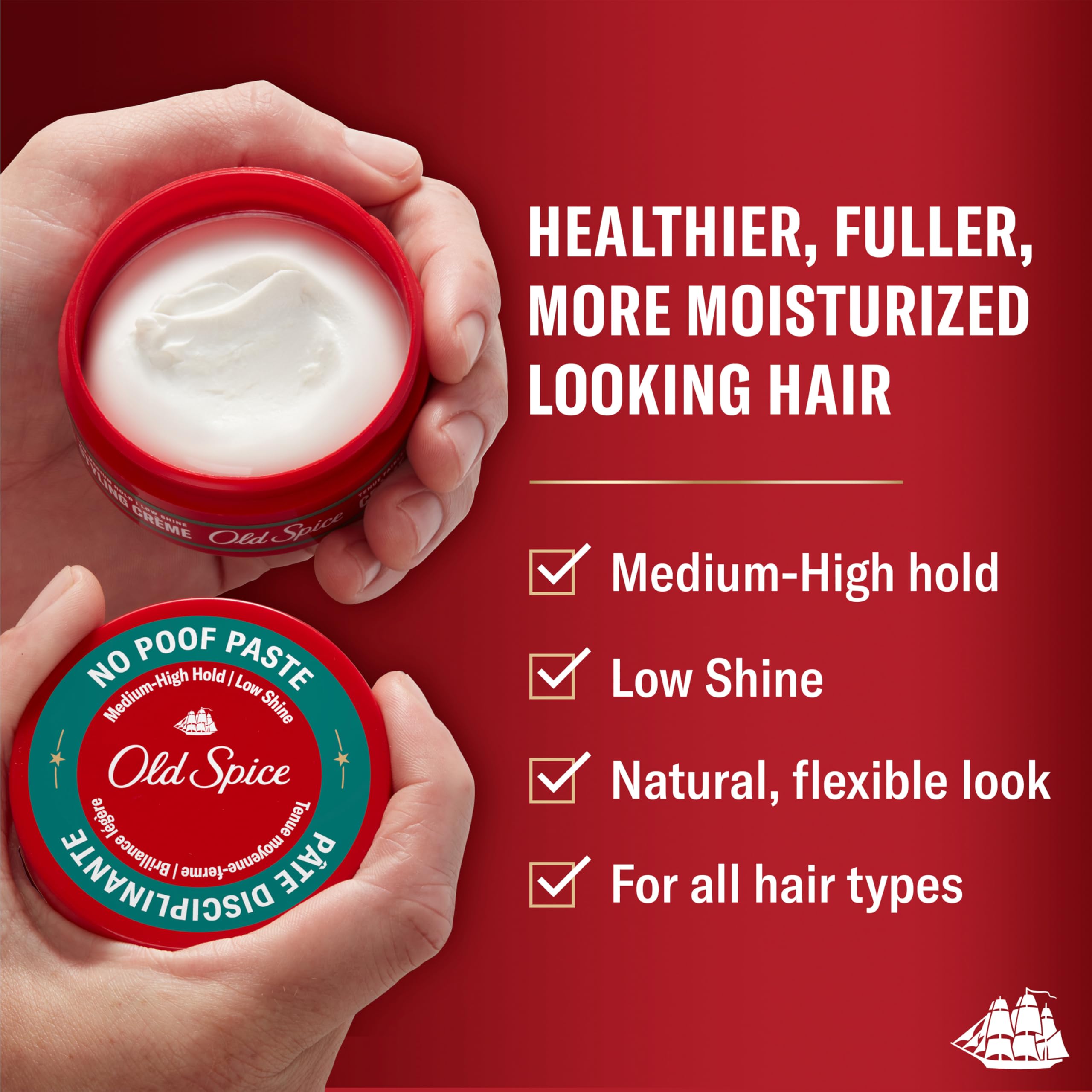 Texture crèmeuse de Old Spice No-Poof Paste facilitant application.