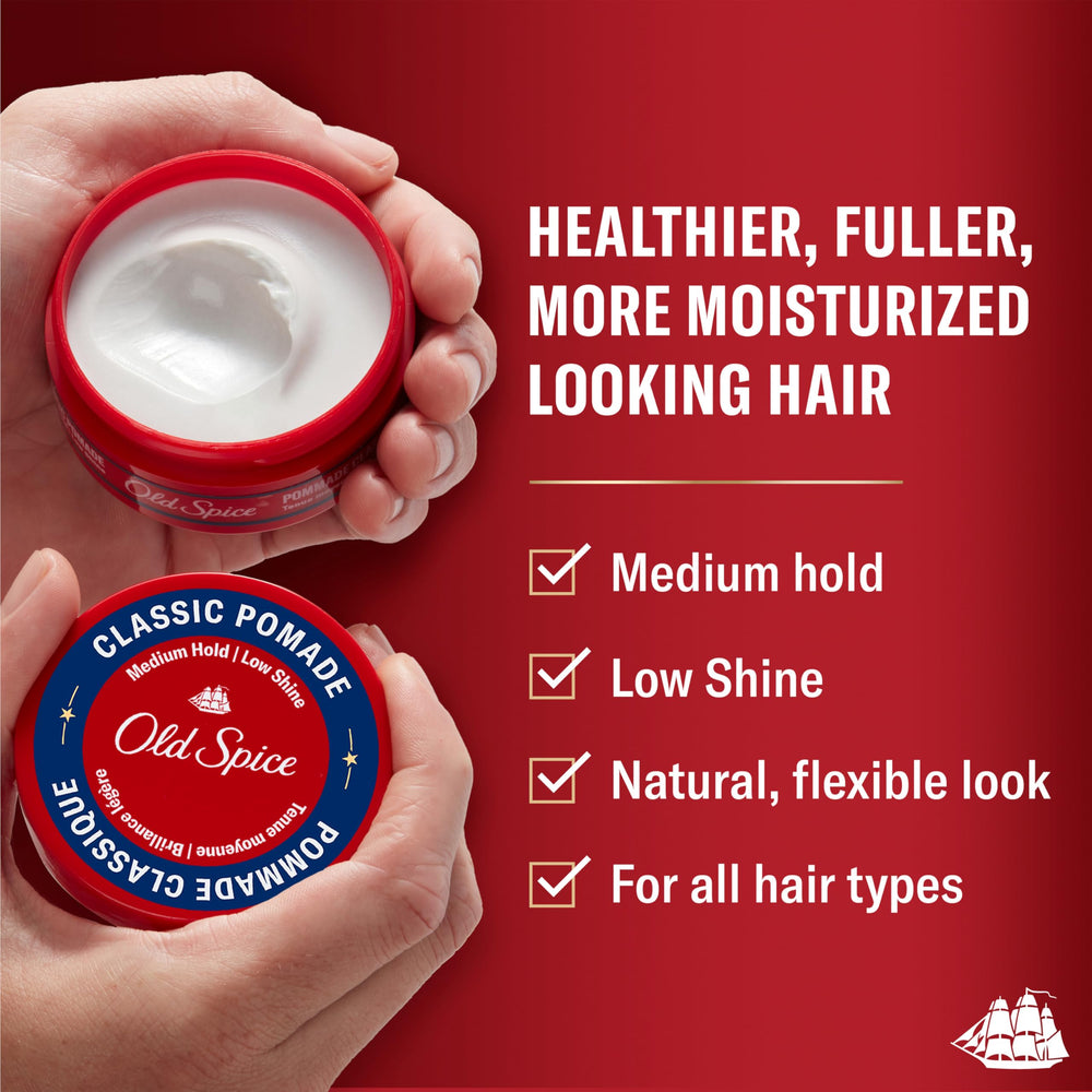Old Spice Pomade cheveux – application facile pour coiffage rapide.