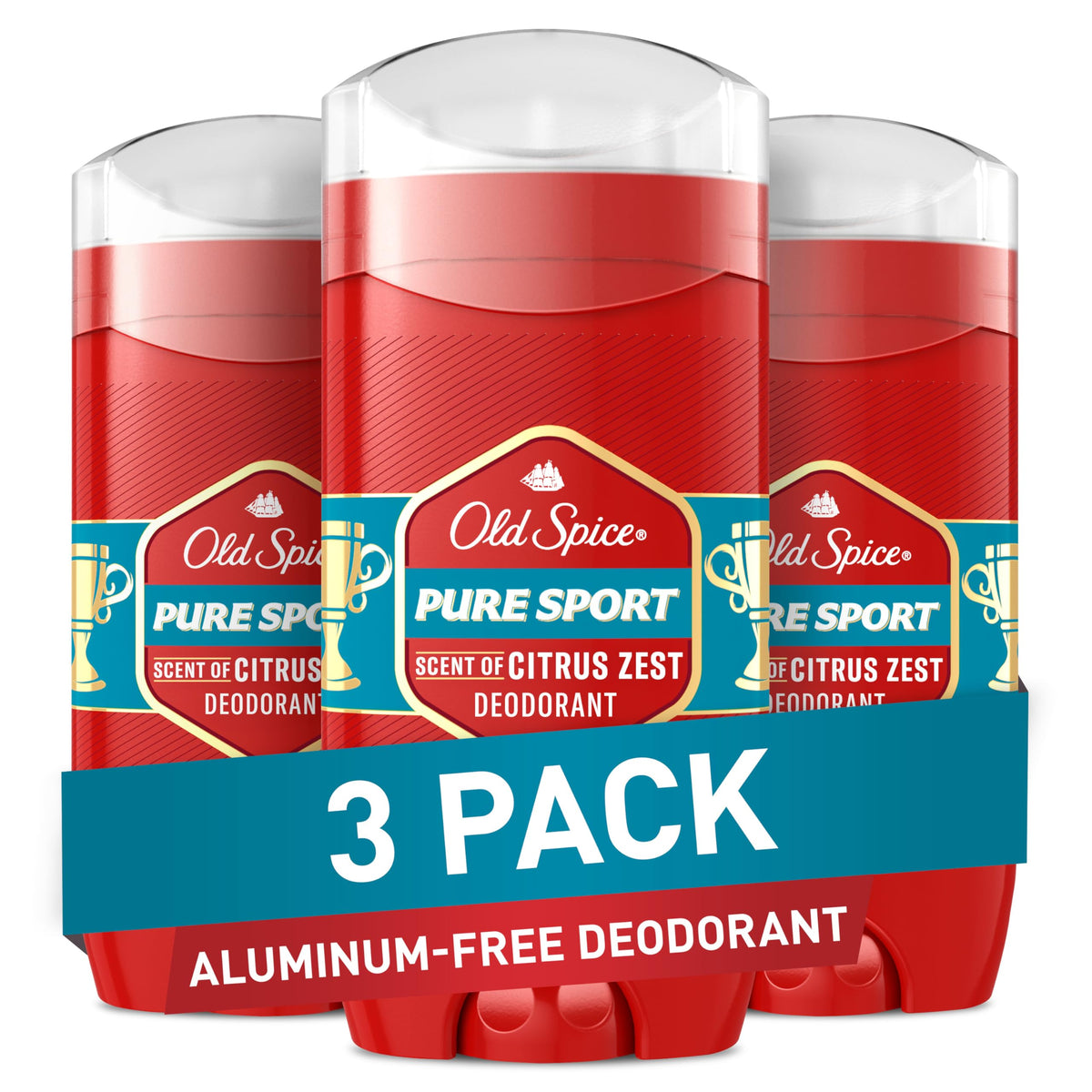 Old Spice Pure Sport coffret 3x85 g sans aluminium avec protection durable.