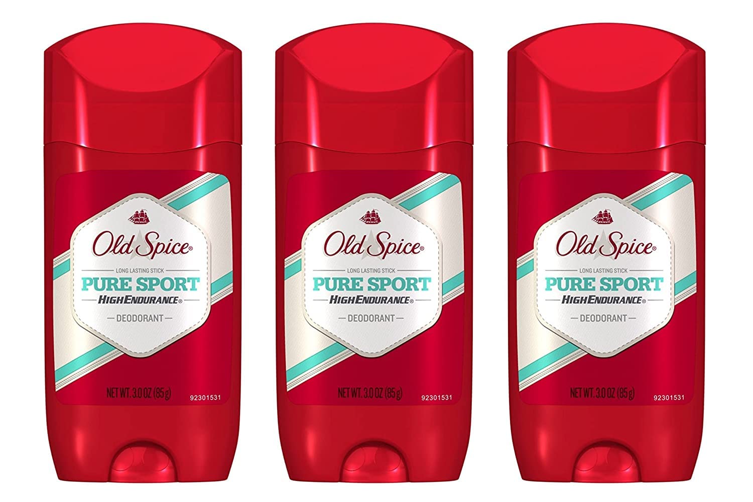 Old Spice Pure Sport déodorant homme — pack triple 3 oz, protection longue durée.