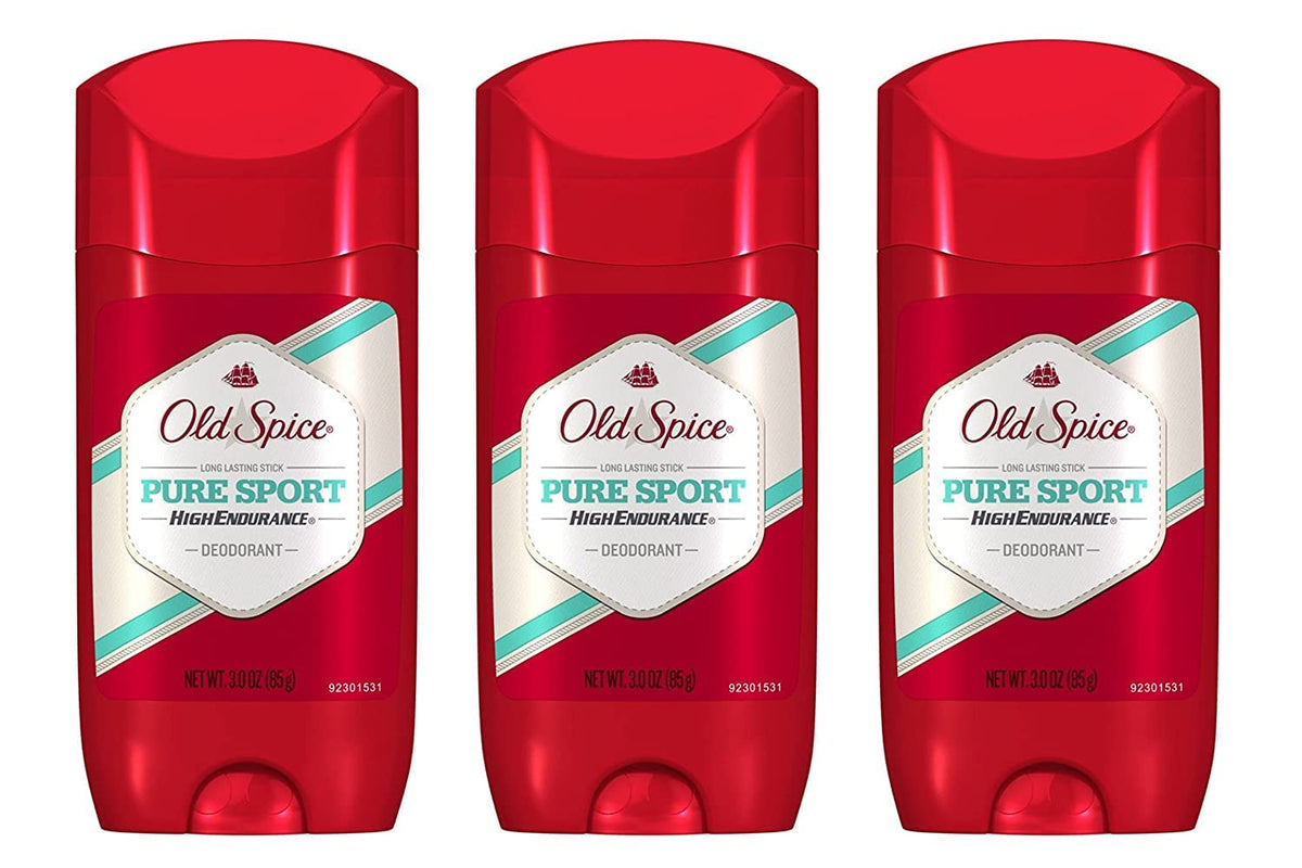 Old Spice Pure Sport déodorant homme — pack triple 3 oz, protection longue durée.