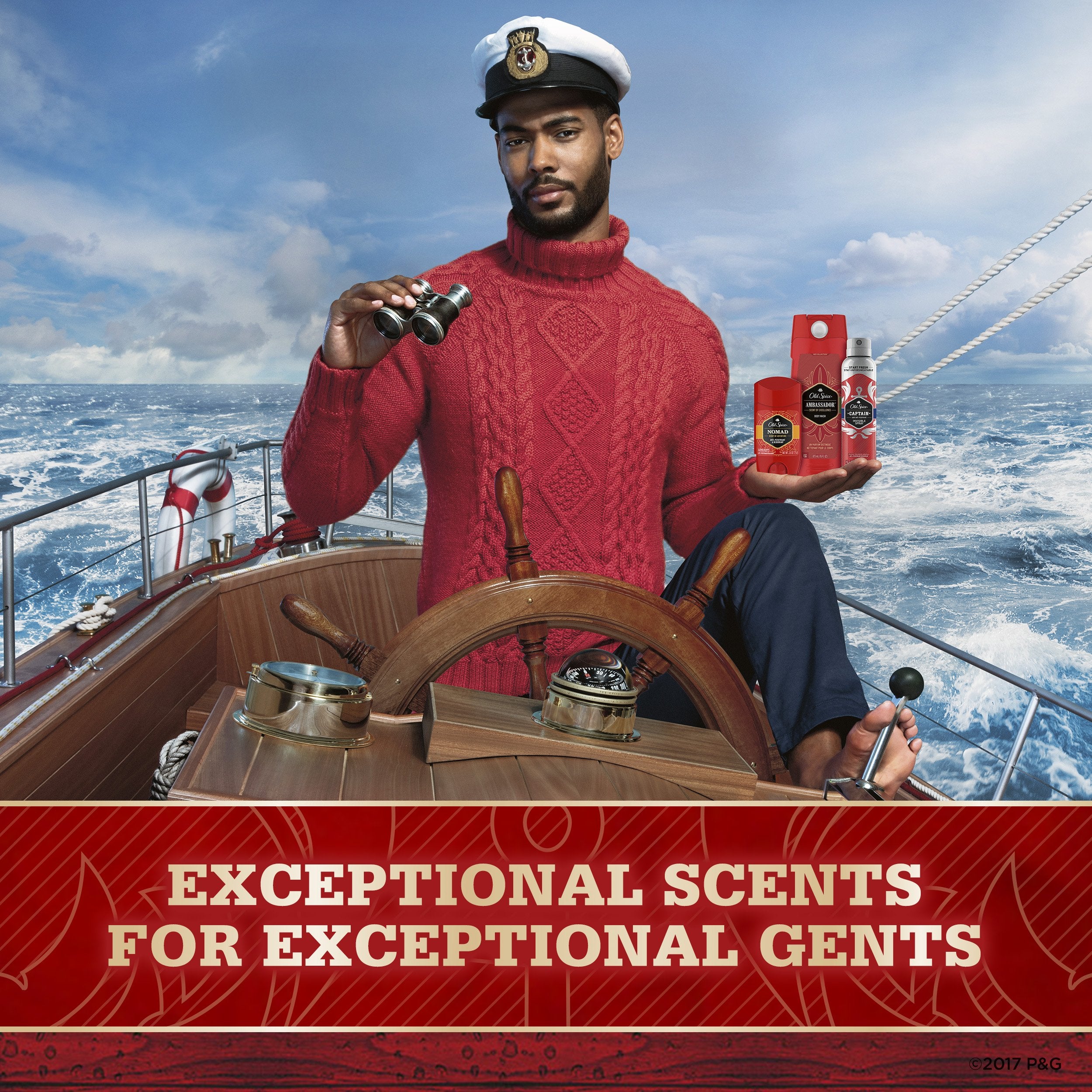 Old Spice Capitaine gel douche, étiquette rouge et design masculin