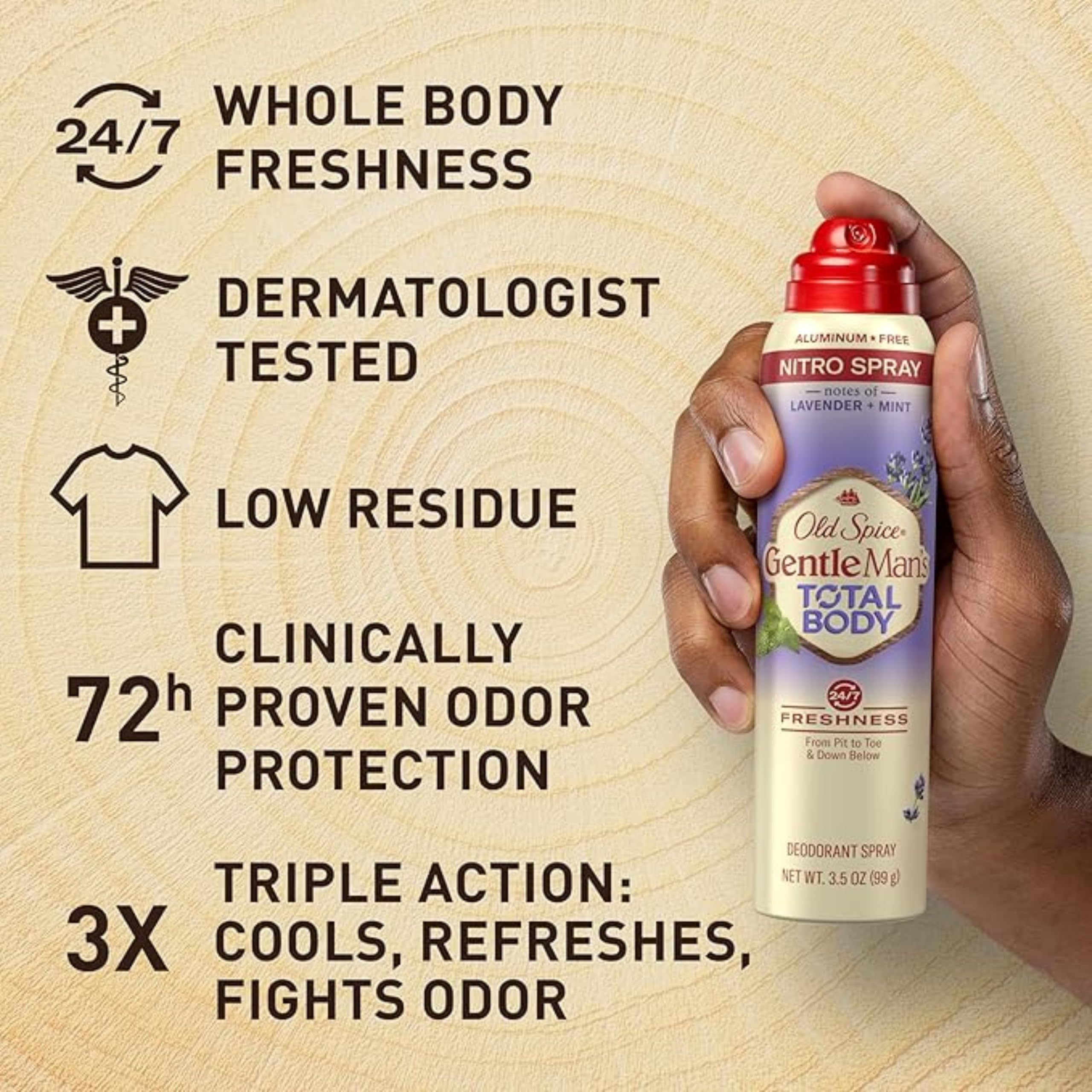 Old Spice Spray déodorant corps, séchage rapide et non collant, pratique en déplacement
