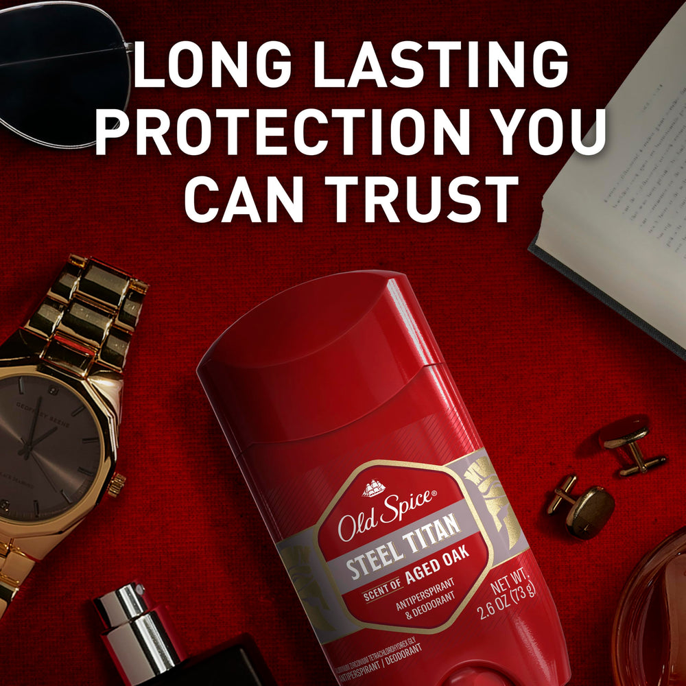 Old Spice Steel Titan, application rapide pour une protection 24/7.