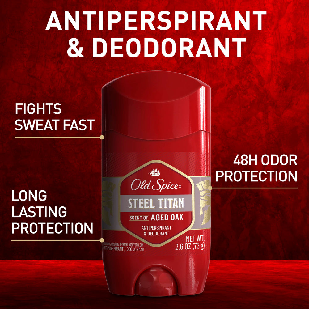Old Spice Steel Titan, déodorant invisible solide sans traces sur la peau.