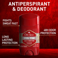 Old Spice Steel Titan, déodorant invisible solide sans traces sur la peau.