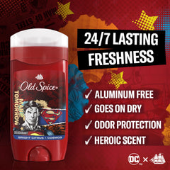 Old Spice Superman odeur citron éclatant et cosmos pour une fraîcheur longue durée.