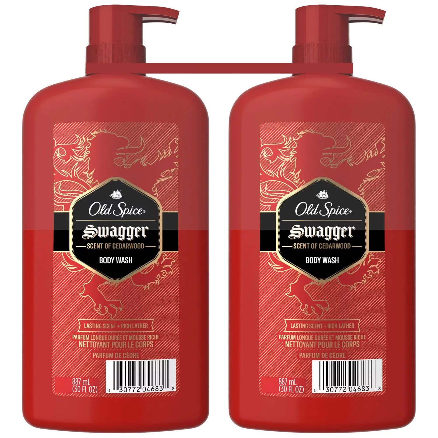 Bouteille Old Spice Swagger: gel douche homme, parfum cèdre et lime, fraîcheur durable.