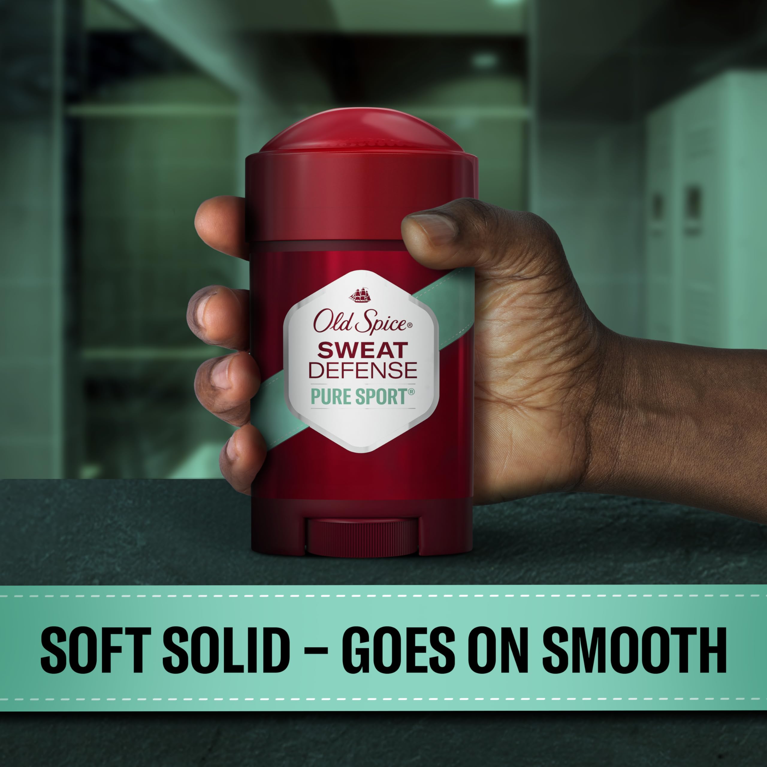 Old Spice Sweat Defense Soft Solid packaging front view with 48-hour protection claim.