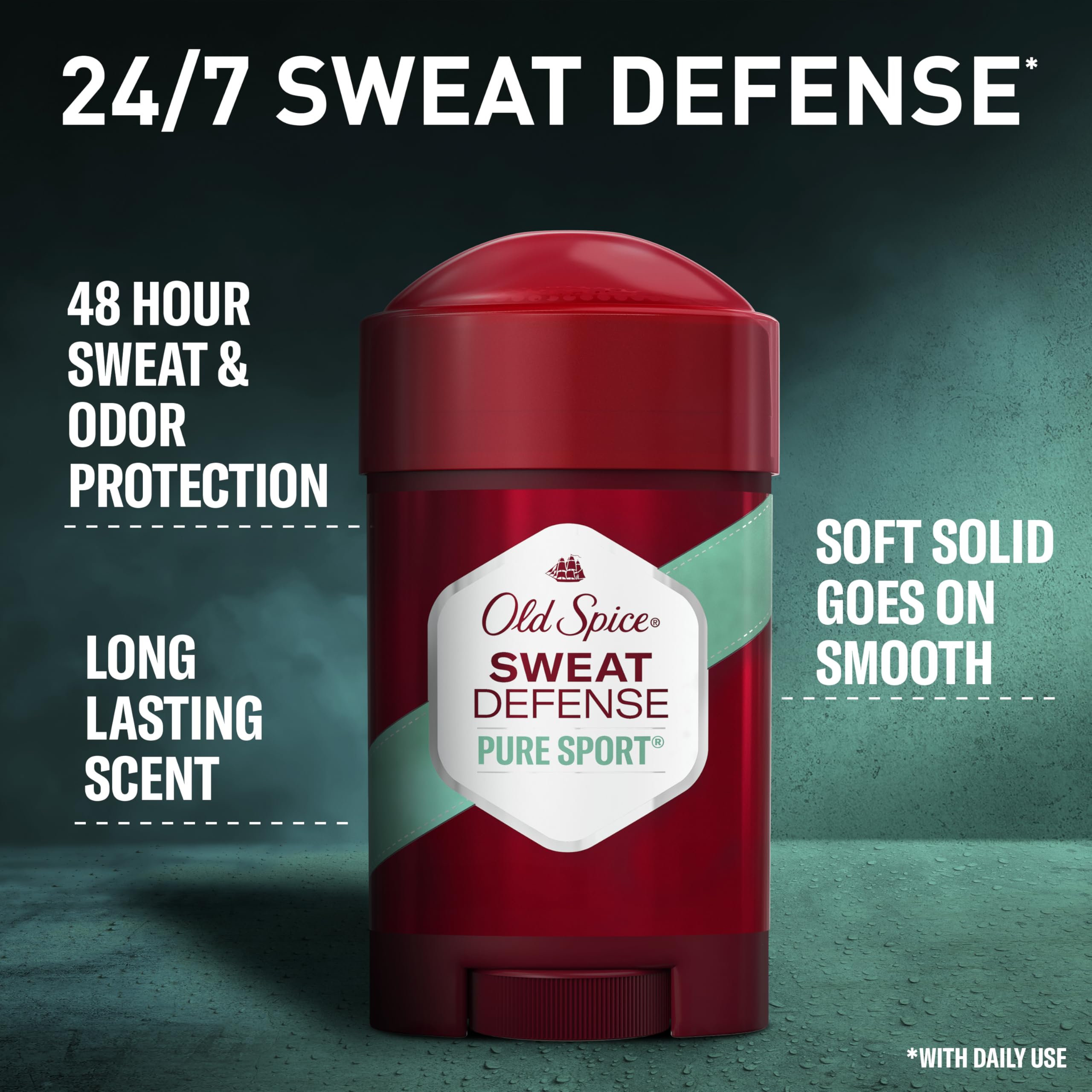 Old Spice Sweat Defense Soft Solid lemon-lime scent close-up on label and cap.