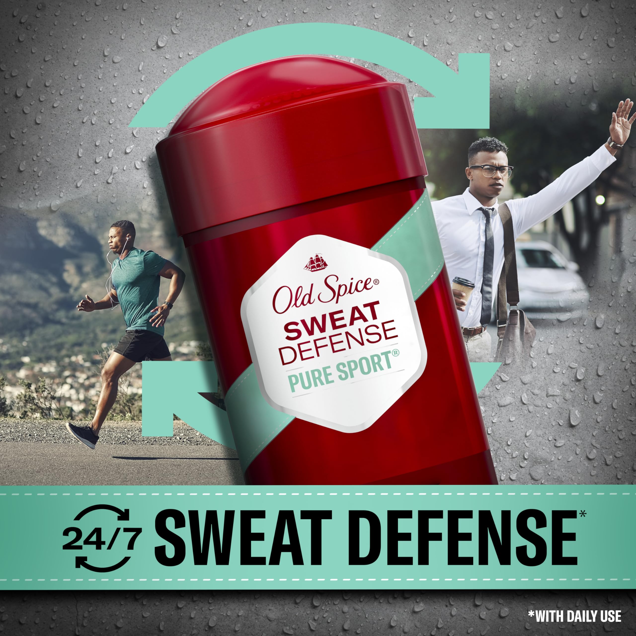 Old Spice Sweat Defense Soft Solid stick twist-up mechanism showcased.