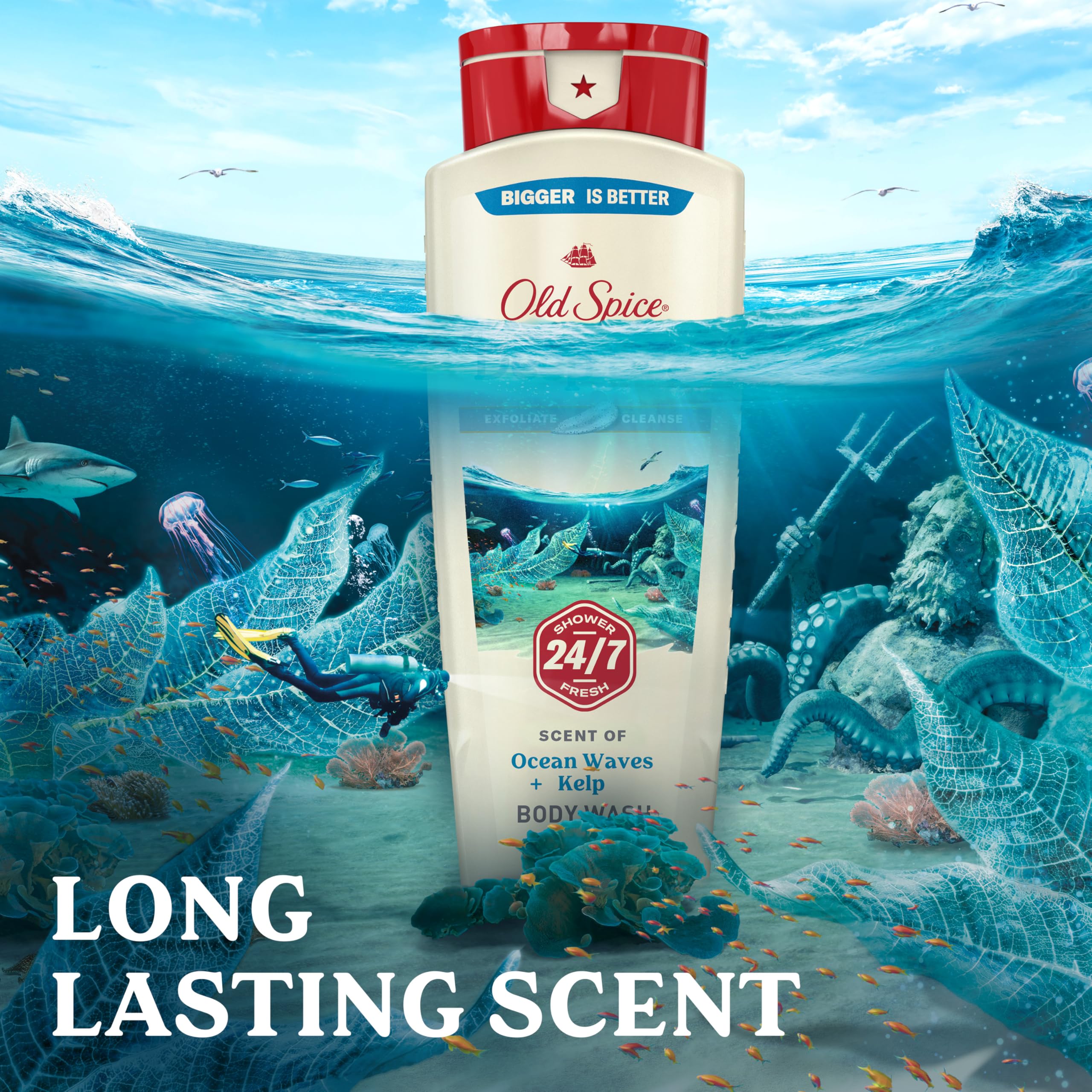 Vitamine B3 visible sur la bouteille Old Spice