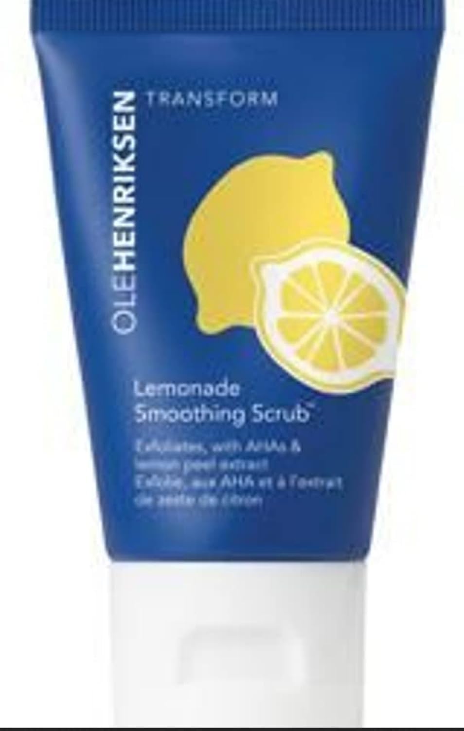 Ole Henriksen Lemonade Smoothing Scrub — bouteille lumineuse pour exfolier en douceur.