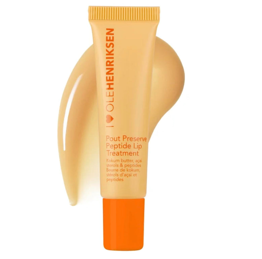 Ole Henriksen Pout Preserve: emballage et texture lumineuse, hydratation rapide pour les lèvres.