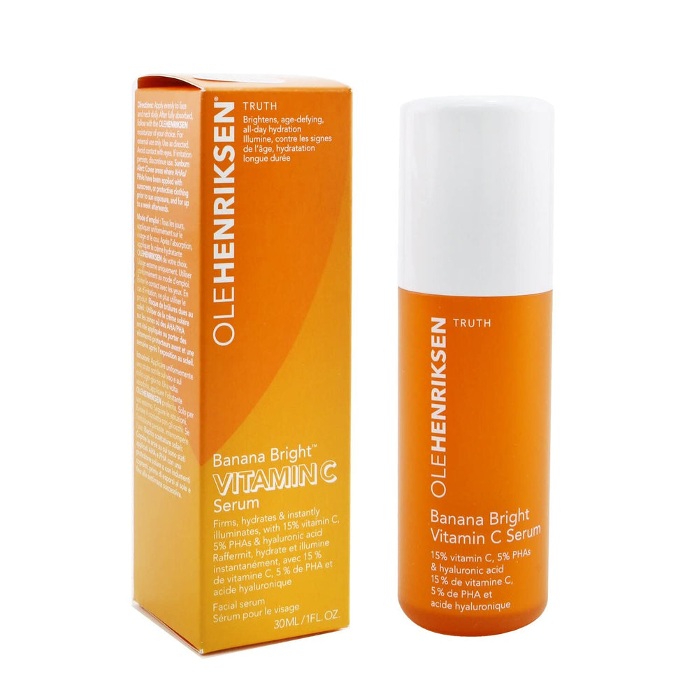 Sérum Banana Bright d'OLEHENRIKSEN : emballage clair facilitant la routine quotidienne.
