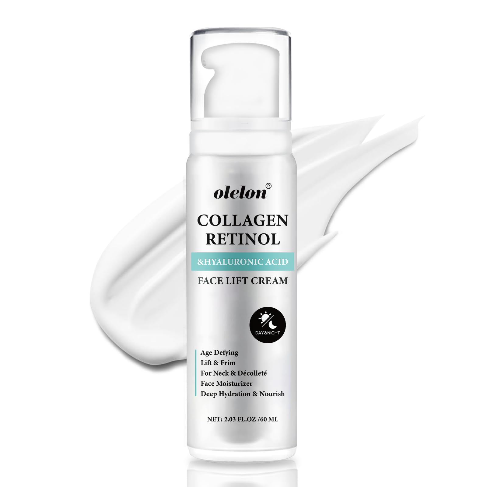 OLELON Crème Lift Visage et Cou montrant la texture légère et l’hydratation immédiate