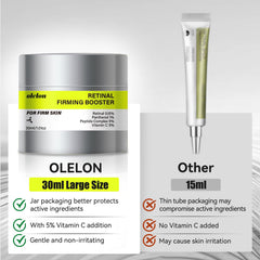 OLELON Retinal Shot – Texture crème visible, promesse d'une peau lisse et satinée.