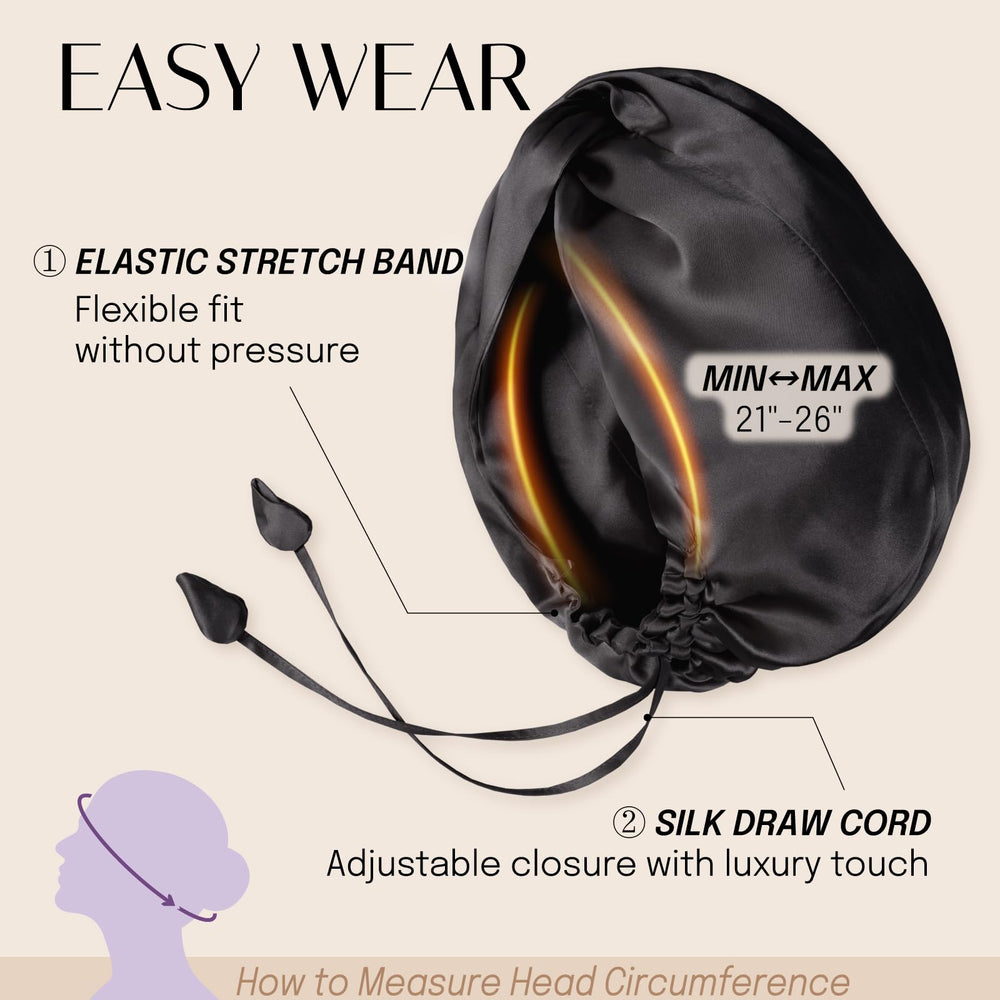 OLESILK bonnet noir pour dormir, confort et douceur.