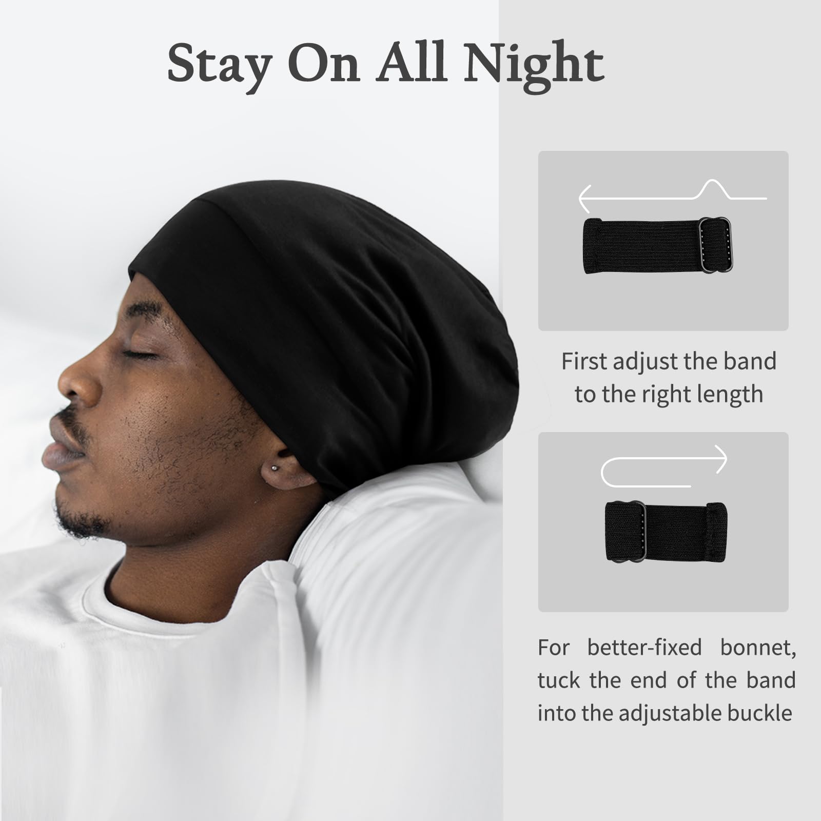 Bonnet nocturne OLESILK, maintien sans glissement pendant le sommeil.