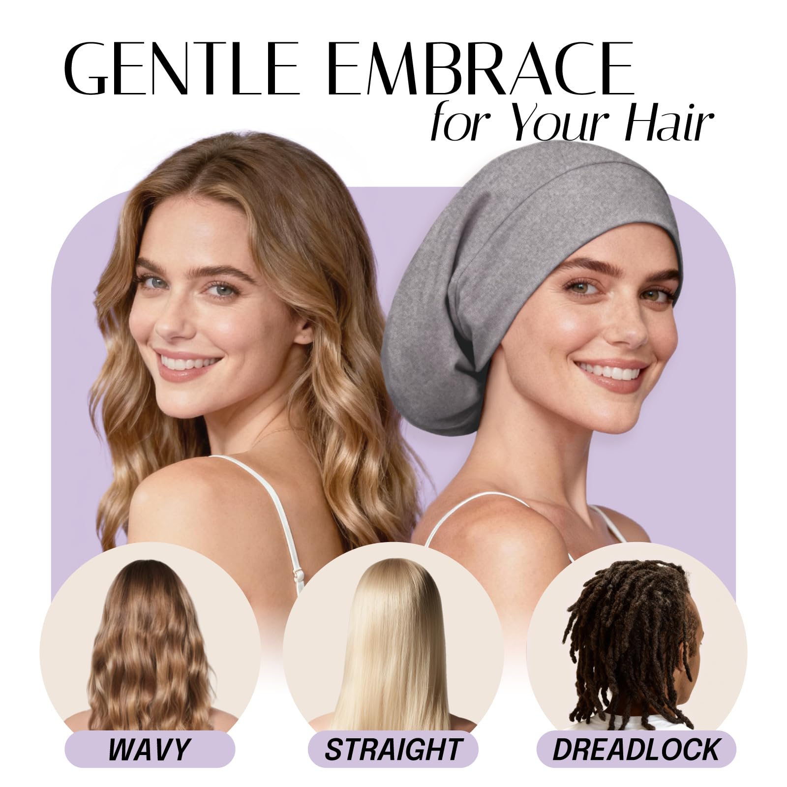 Bonnet nuit reglable OLESILK avec sangle cachée pour ajustement personnalisé.