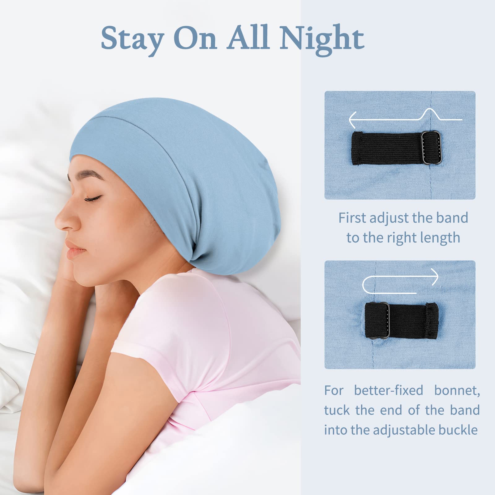 Bonnet protection cheveux nuit OLESILK pour éviter les frottements.