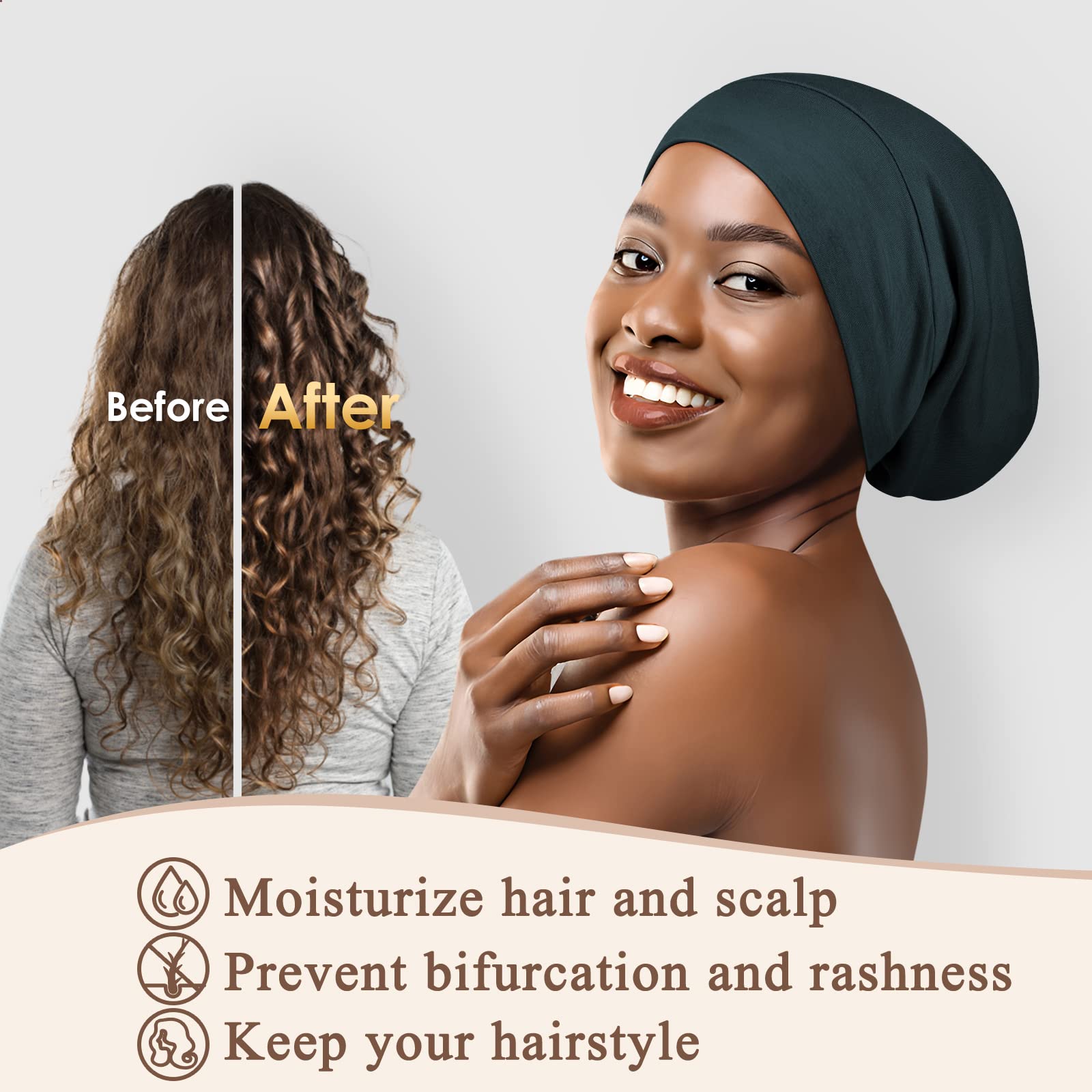 Bonnet OLESILK protection cheveux nuit réduit les frottements.