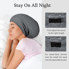 OLESILK bonnet soie Mulberry gris perle, démonstration de l'ajustement quotidien.
