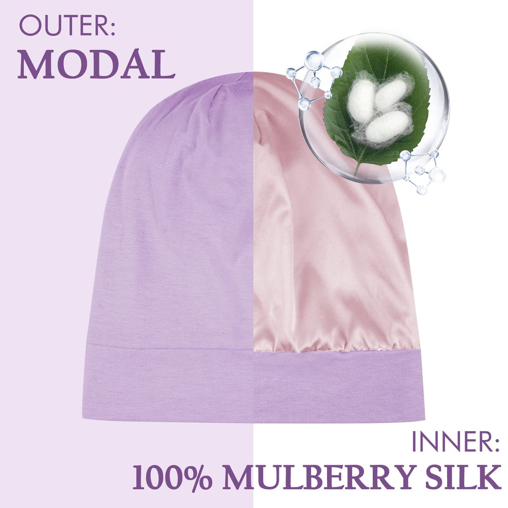OLESILK wrap cheveux en soie violet, usage nocturne doux et confortable