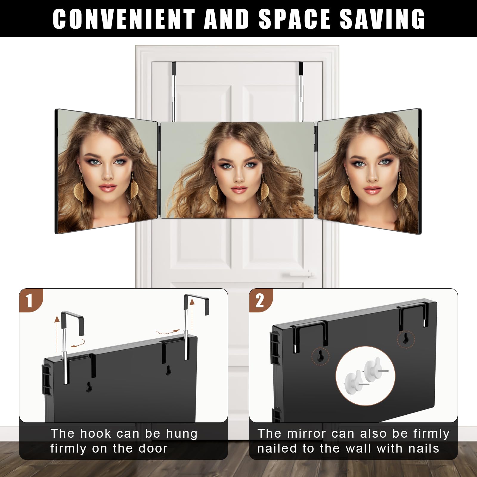 OLIBUY miroir-triple-antibuée-verre-hd: surface anti-buée pour une vue claire.