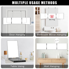 OLIBUY miroir-triple-pliable-portable: design compact idéal pour voyages et rangement.