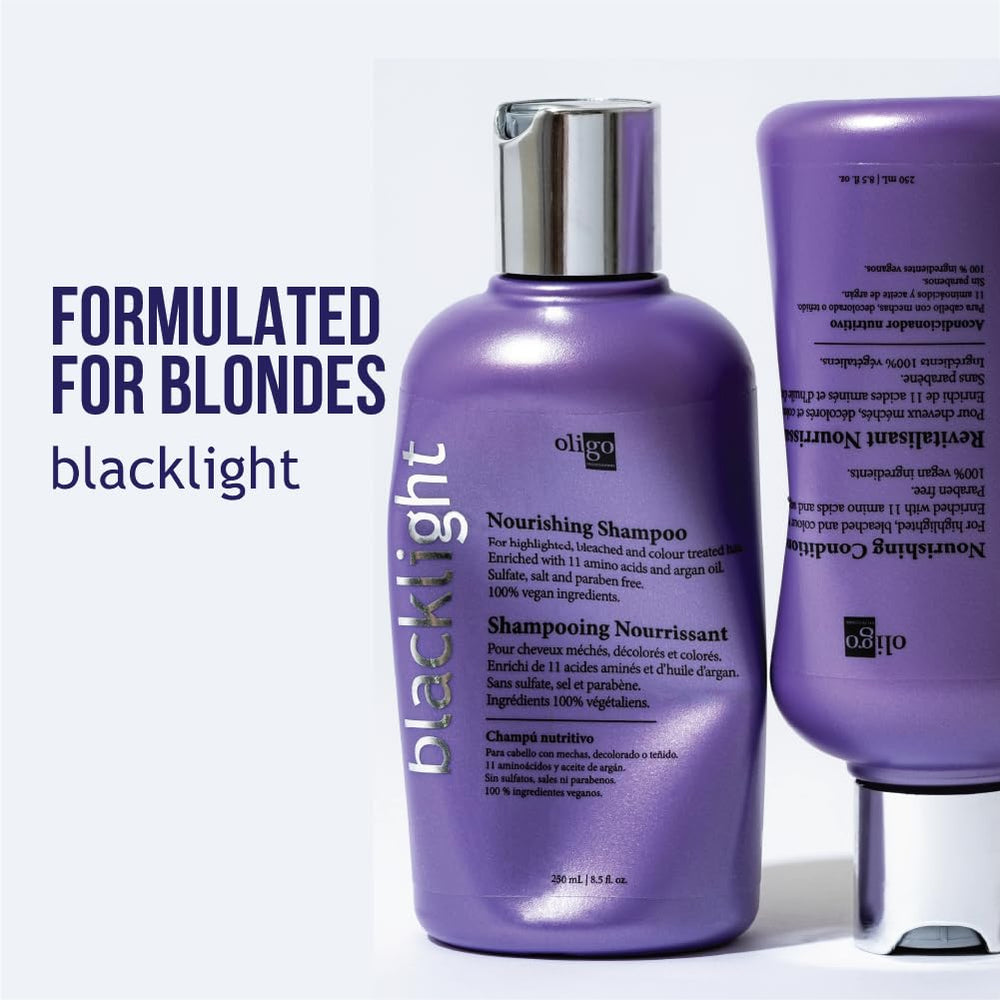 Oligo Professionnel Blacklight Cheveux blonds éclairés; brillance et couleur optimisées.