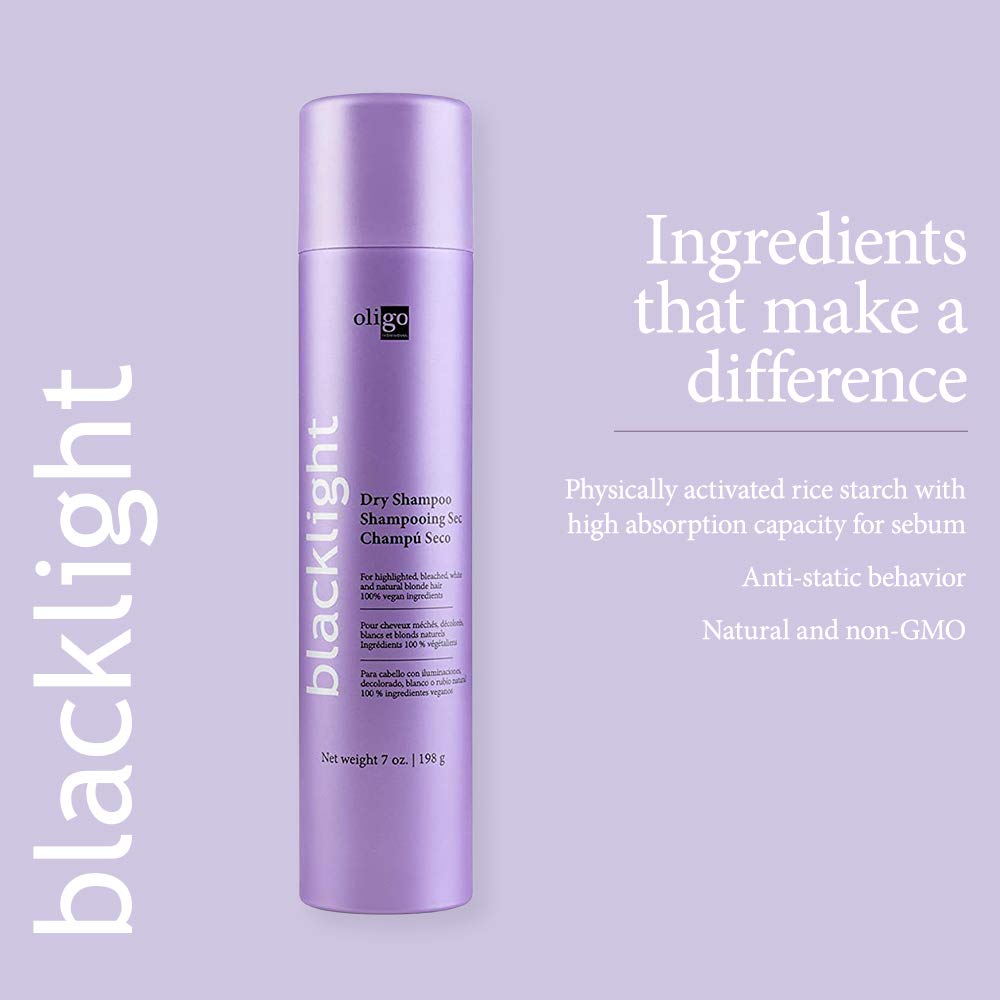 Oligo Professionnel Blacklight Shampoing Sec volume léger, cheveux plus frais.