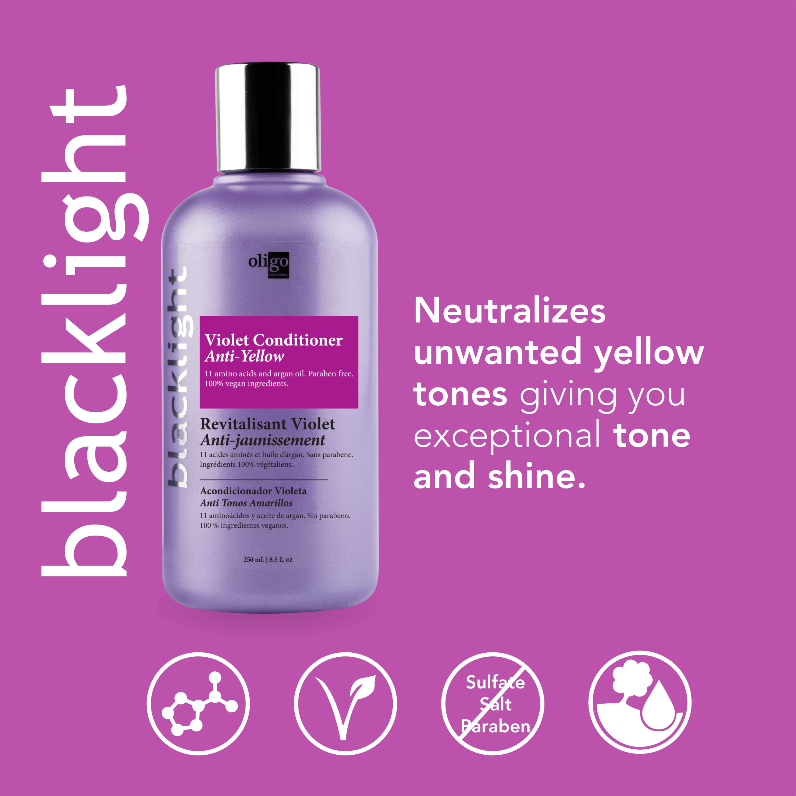 Conditionneur crème onctueuse Blacklight Violet, texture riche pour blondes.