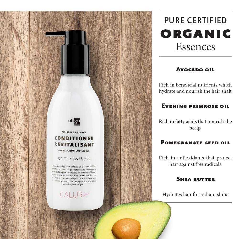 Oligo Calura Conditionneur sans sulfates, formule douce pour les cheveux.