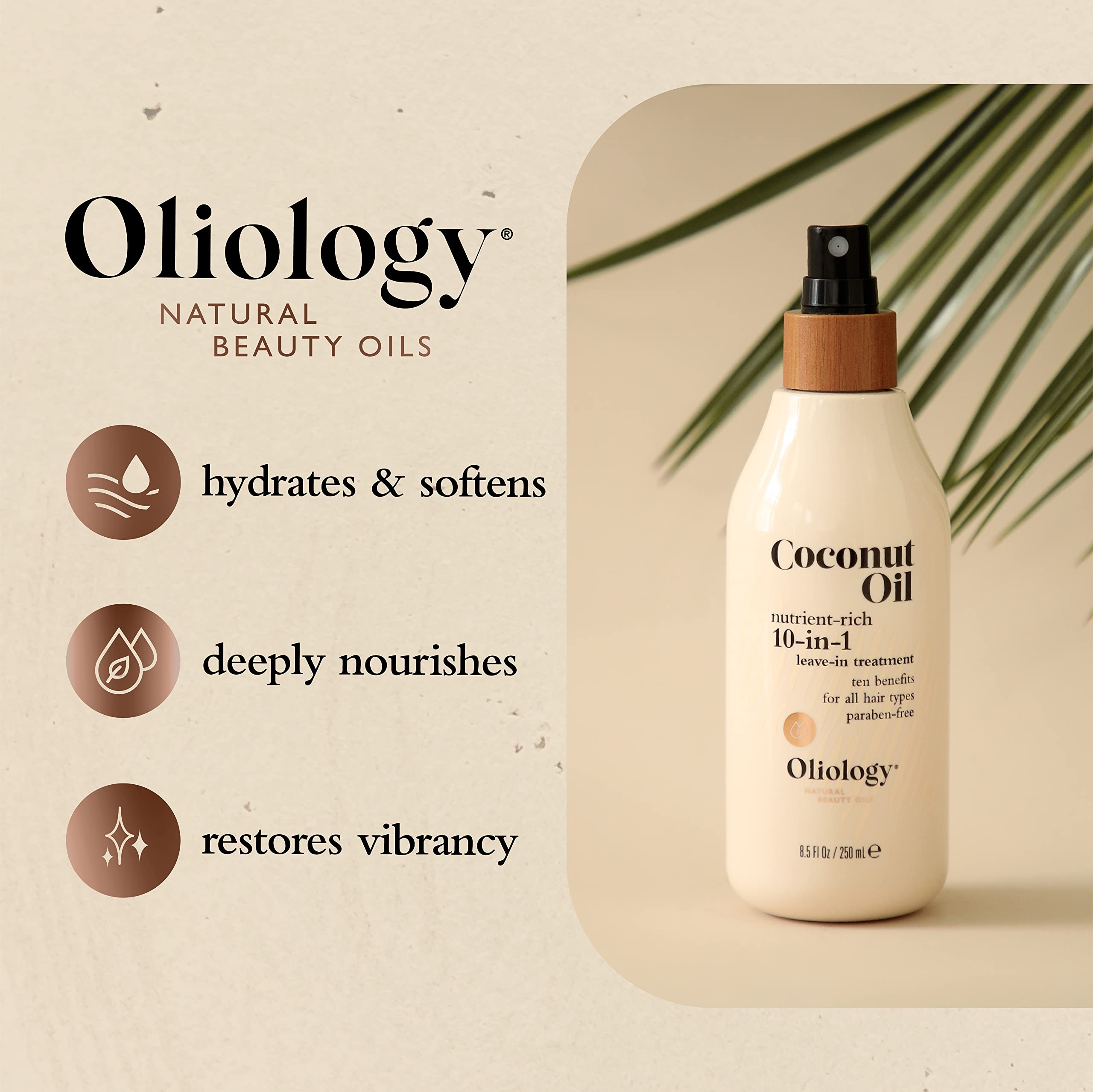 Oliology contrôle des frisottis pour des cheveux plus lisses et maîtrisés.
