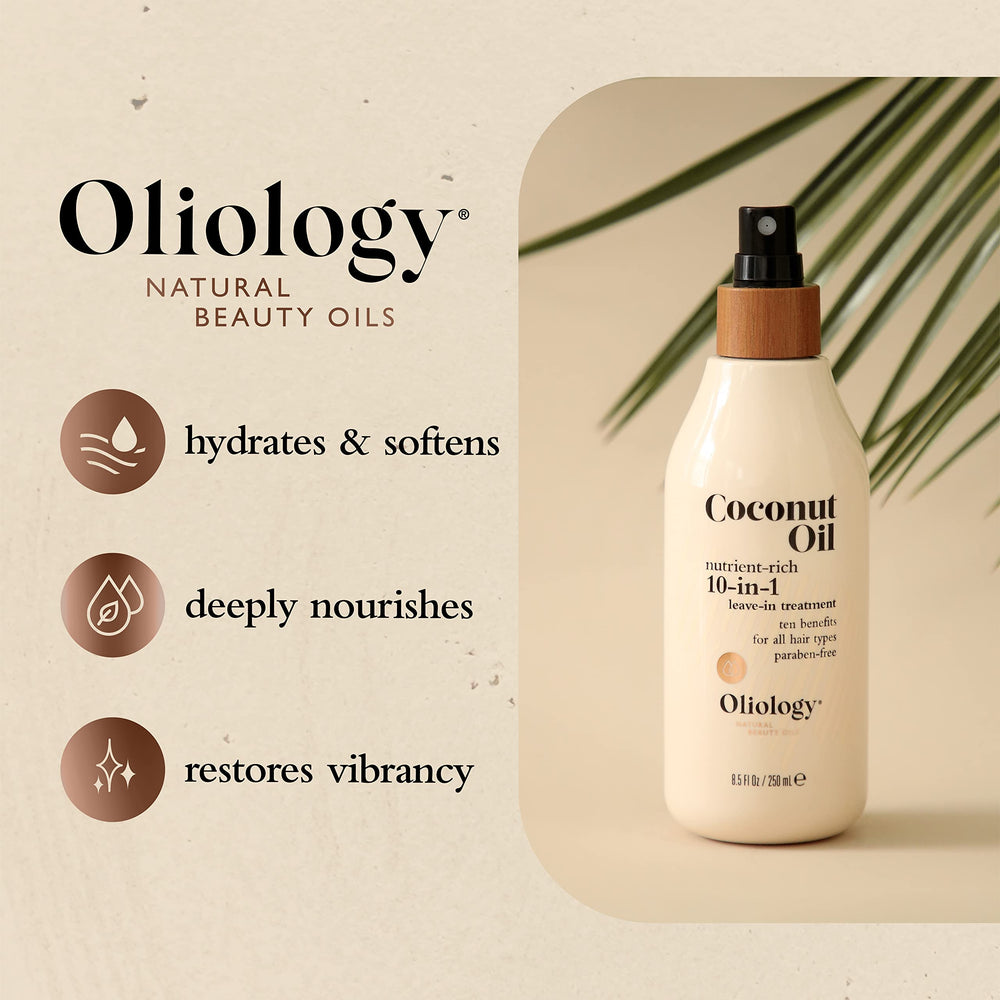 Oliology contrôle des frisottis pour des cheveux plus lisses et maîtrisés.