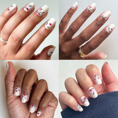 Gros plan sur la texture Rose Bouquets des ongles Olive & June.